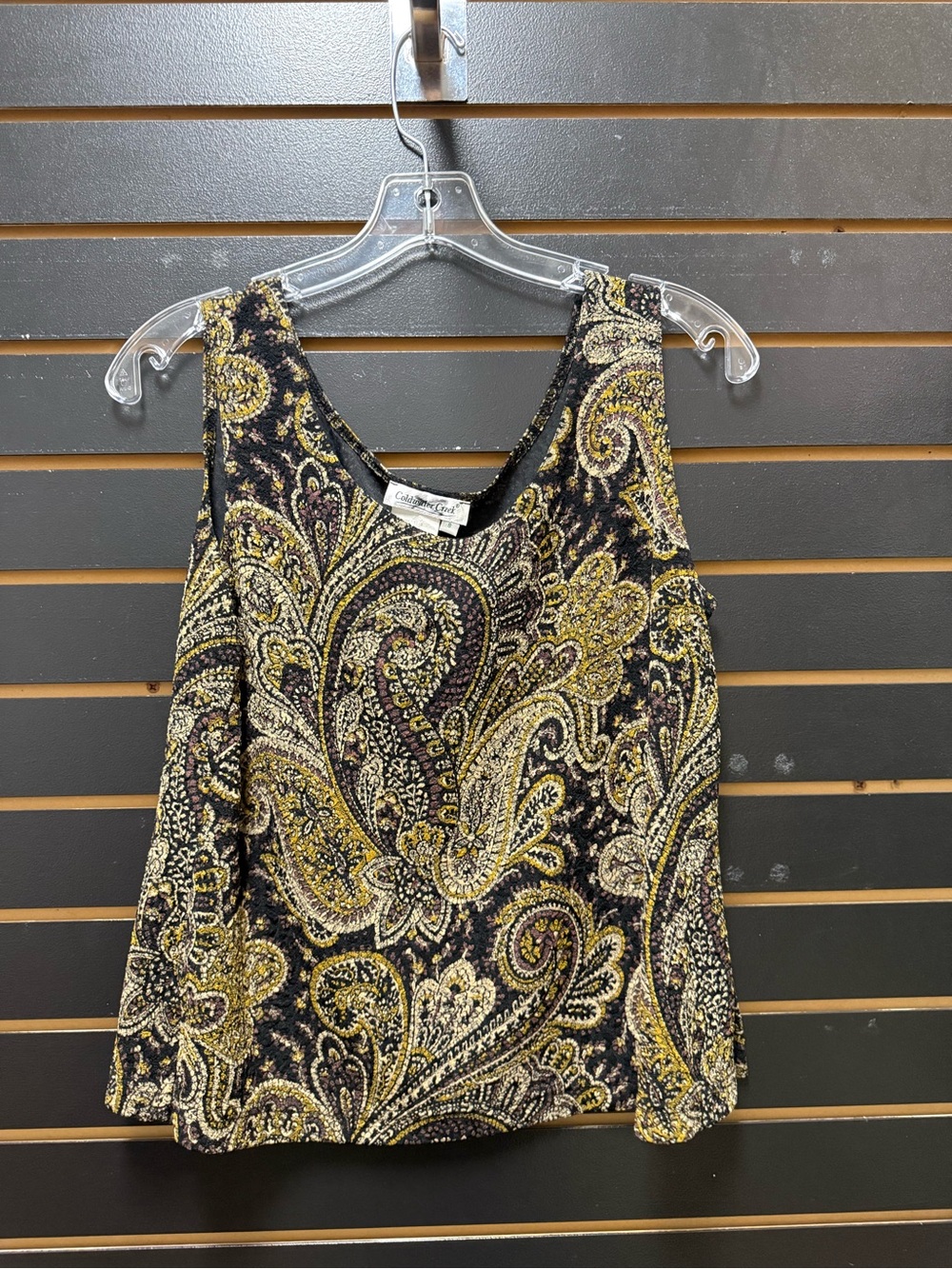 Coldwater Creek Size S Black Gold Paisley Sleeveless Tank Top